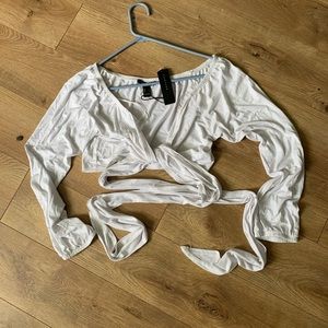 White wraparound top